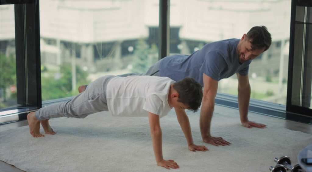 student doing exercise 