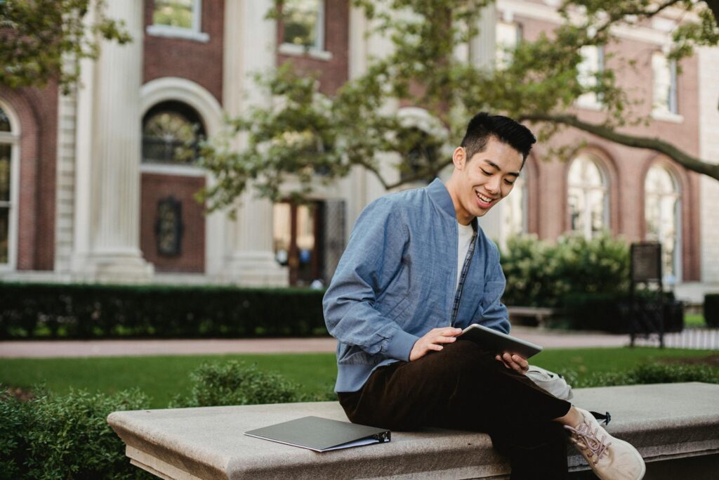 student using phone 