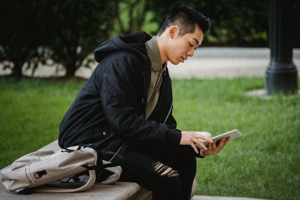 a student using tablet 