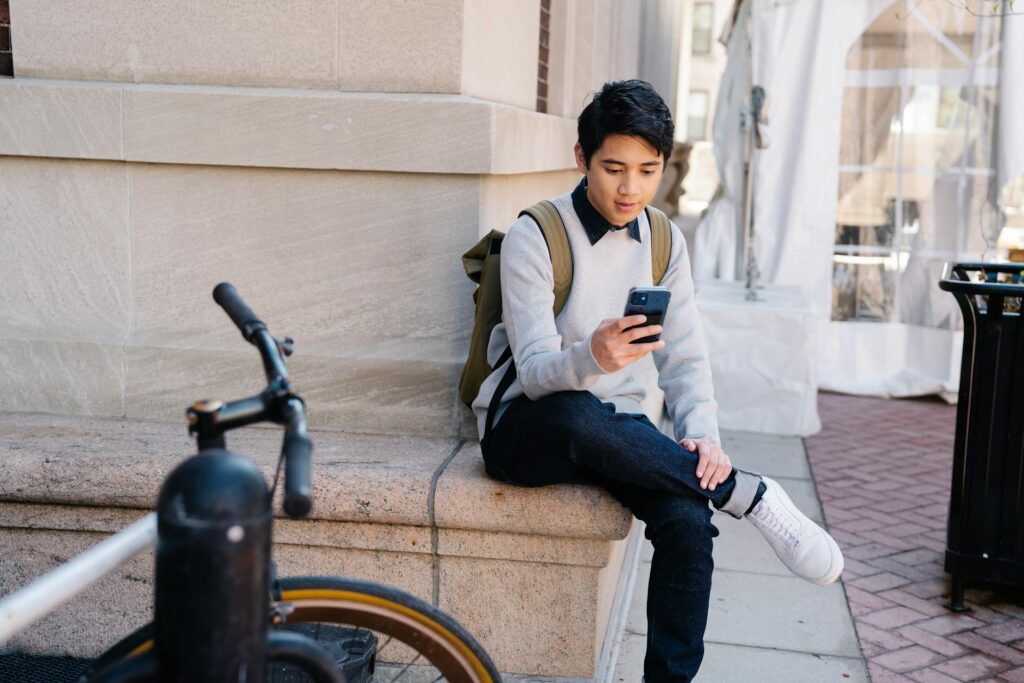 student using phone 
