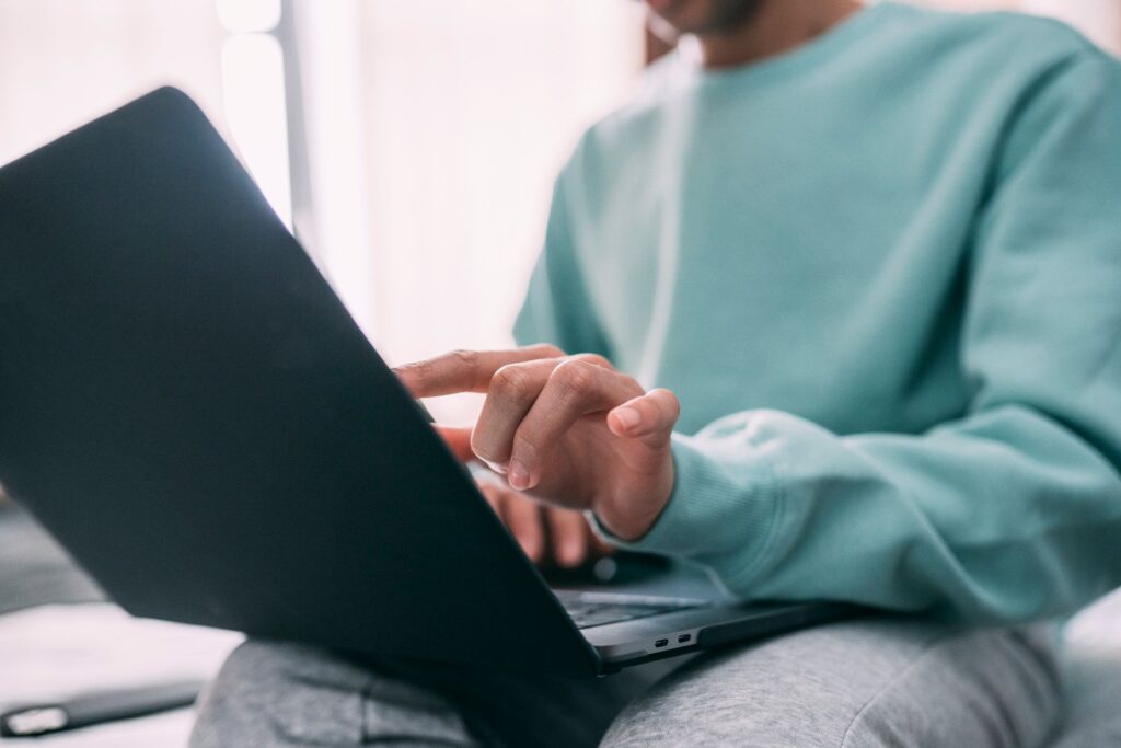 a student using laptop