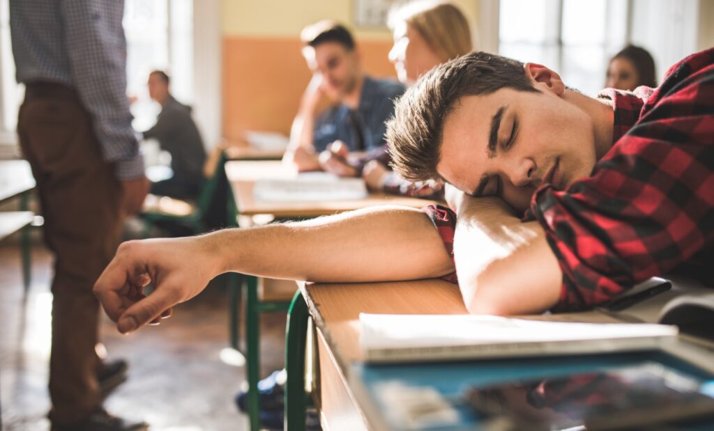 student sleeping in class