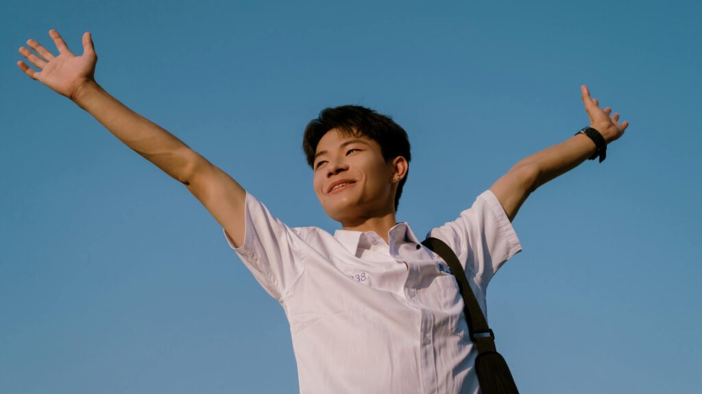 collage student celebrating