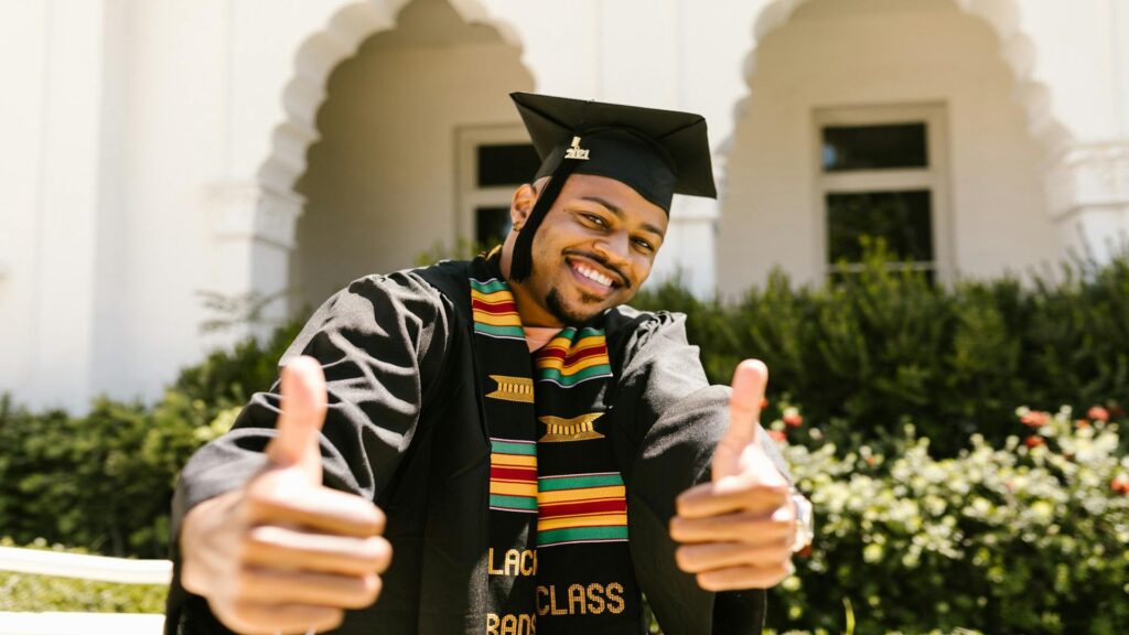 university student smiling