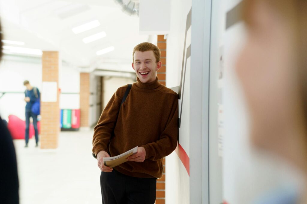 student smiling in school